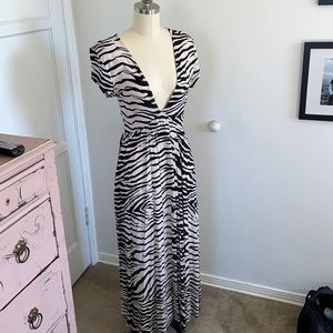 Urban Outfitters zebra low cut maxi dress size M